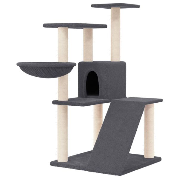 vidaXL Arbre &agrave; chat avec griffoirs en sisal Gris fonc&eacute; 94 cm