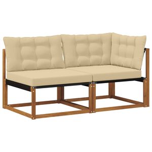 vidaXL Canap&eacute; d&rsquo;ext&eacute;rieur milieu et coin avec coussin 7 Pi&egrave;ce Naturel