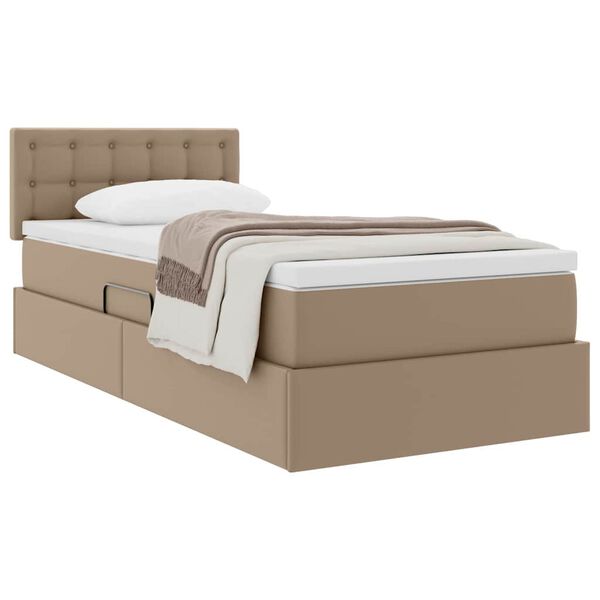 vidaXL Lit avec rangement et matelas Cappuccino 90 x 200 cm
