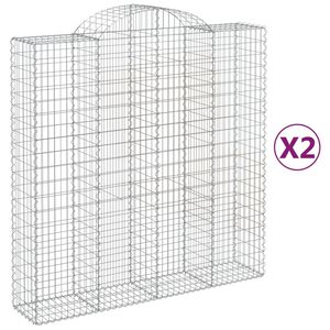 vidaXL Paniers &agrave; gabions arqu&eacute;s 2 pcs 200x50x200/220 cm Fer galvanis&eacute;