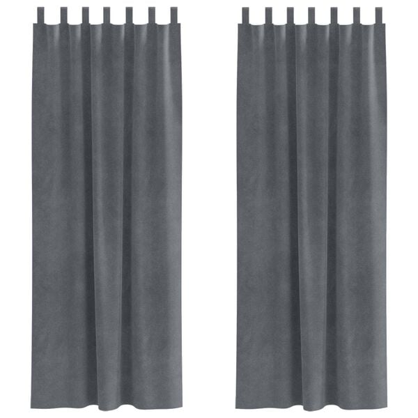 vidaXL Rideaux occultants 2 pcs Gris clair 140 x 260 cm Velours
