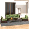 vidaXL Salon de jardin 5 pcs avec coussins R&eacute;sine tress&eacute;e Marron