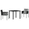 vidaXL Ensemble de salle &agrave; manger pour jardin 3 pc Noir Rotin PE