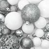 vidaXL Set de boules de Noël avec pic et 150 LED 60 pcs Blanc et gris