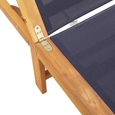 vidaXL Chaises longues lot de 2 bleu bois d'acacia solide et textilène