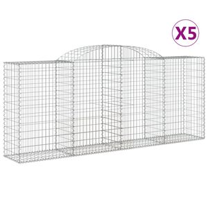 vidaXL Paniers &agrave; gabions arqu&eacute;s 5 pcs 300x50x120/140 cm fer galvanis&eacute;