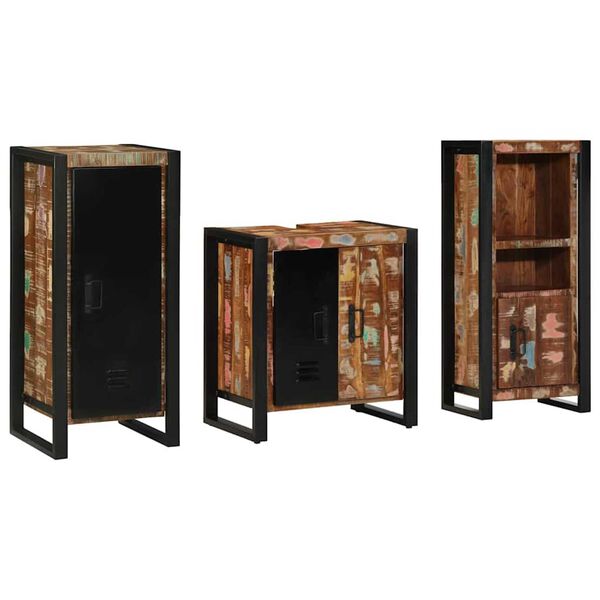 vidaXL Ensemble de mobilier de salle de bain 3 pcs Bois Recycl&eacute; Solide