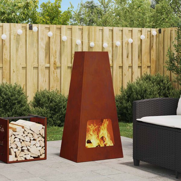 vidaXL Foyer de chemin&eacute;e Marron 50 x 35 x 100 cm Acier patin&eacute;