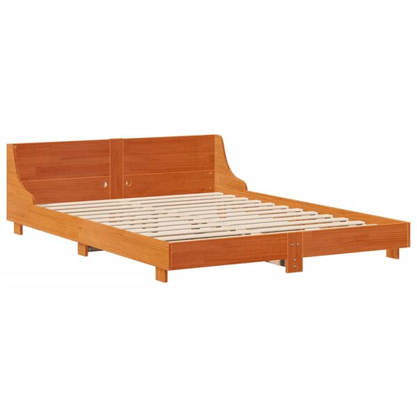 vidaXL Cadre de lit sans matelas cire marron 150x200cm bois pin massif