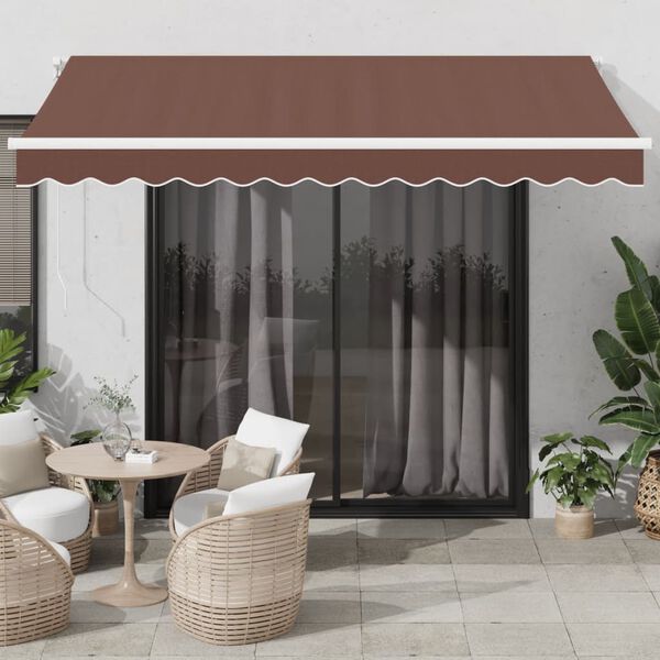 vidaXL Auvent manuel r&eacute;tractable avec LED marron 350x250 cm