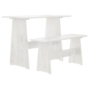 vidaXL Table à manger avec banc REINE blanc bois de pin solide