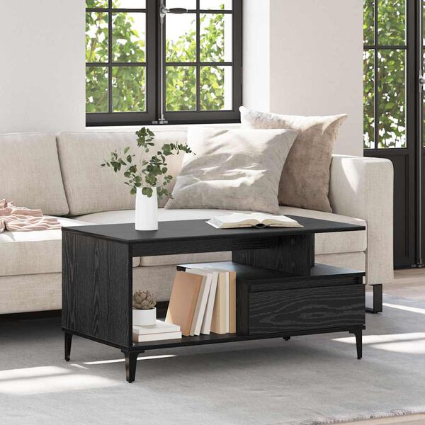 vidaXL Table basse Ch&ecirc;ne noir 90 x 49 x 45 cm Bois d'ing&eacute;nierie