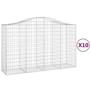 vidaXL Paniers &agrave; gabions arqu&eacute;s 10 pcs 200x50x120/140 cm Fer galvanis&eacute;