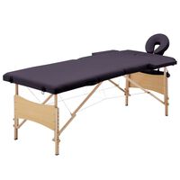 vidaXL Table de massage pliable 2 zones Bois Violet