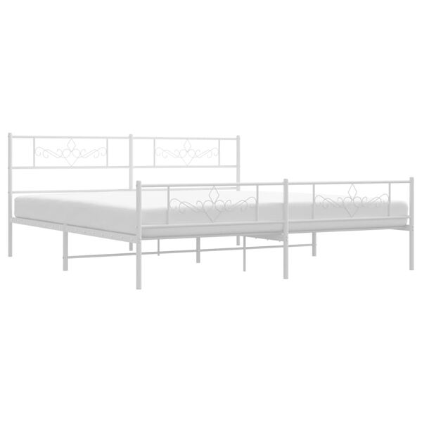 vidaXL Cadre de lit m&eacute;tal sans matelas et pied de lit blanc 200x200 cm