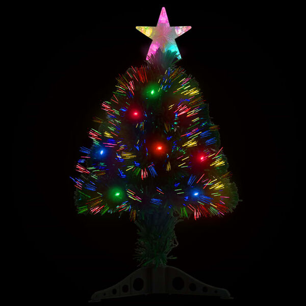 vidaXL Arbre de No&euml;l pr&eacute;-&eacute;clair&eacute; avec support et LED 64 cm fibre optique