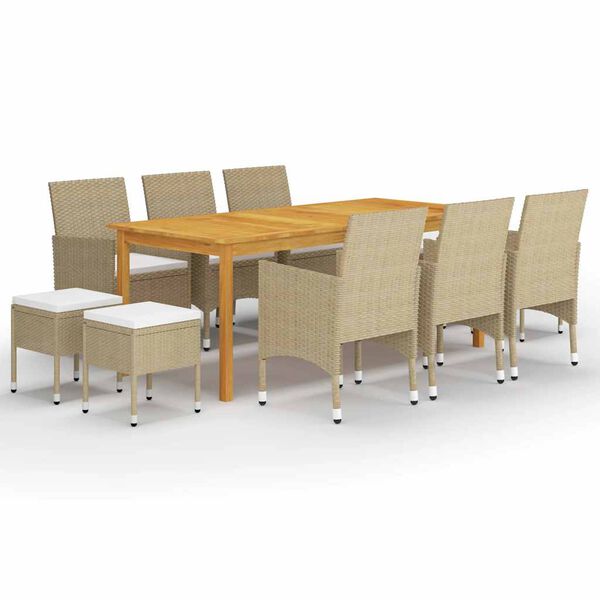 vidaXL Ensemble &agrave; manger de jardin 11 pcs Beige