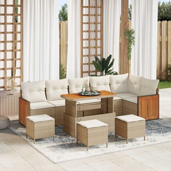 vidaXL Ensemble de canap&eacute; de jardin 12 pcs Beige et cr&egrave;me polyrotin