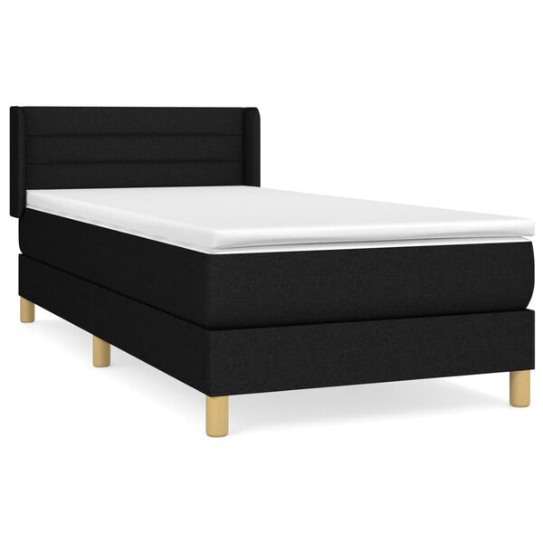 vidaXL Sommier &agrave; lattes de lit avec matelas Noir 100x200 cm Tissu