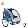 vidaXL Remorque de v&eacute;lo et poussette 2-en-1 bleu et gris