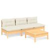 vidaXL Salon de jardin 4 pcs avec coussins cr&egrave;me Bois de pin