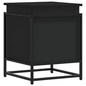vidaXL Bo&icirc;te de rangement avec couvercle noir bois d'ing&eacute;nierie