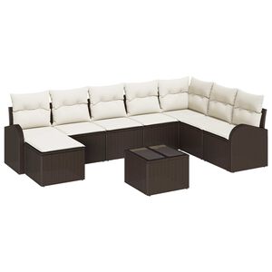 vidaXL Ensemble de Canap&eacute;s 9 pcs Marron et blanc polyrotin