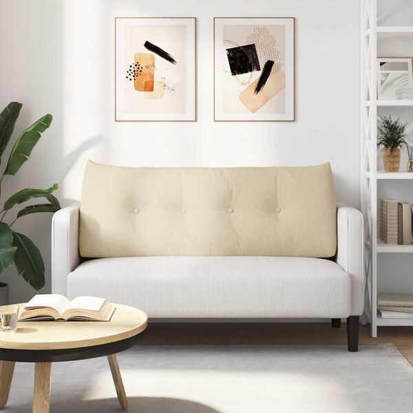 vidaXL Coussin de Dos Cr&egrave;me 120 x 24 x 50 cm tissu