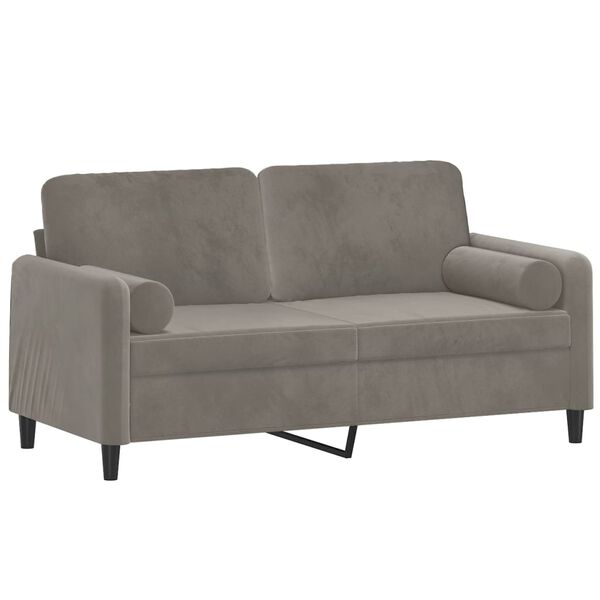 vidaXL Canap&eacute; 2 places oreillers et coussins Gris clair 140 cm Velours