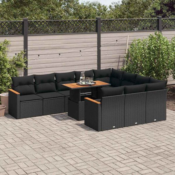 vidaXL Ensemble de canap&eacute;s de jardin 11 pcs et coussins rotin acacia