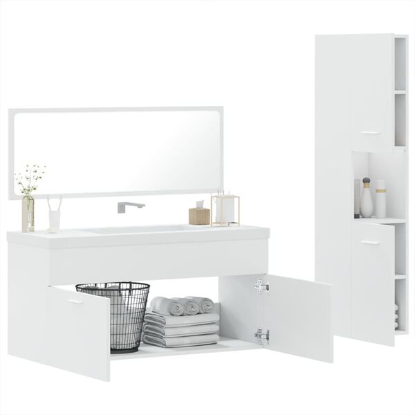 vidaXL Ensemble de meubles salle de bain 3 pcs blanc bois d'ingénierie