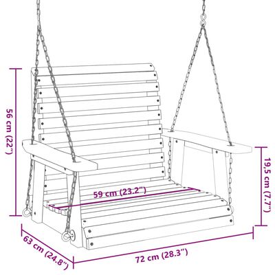 vidaXL Chaise balançoire de jardin chaînes en métal bois massif sapin