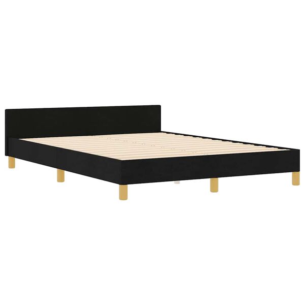 vidaXL Cadre de lit avec t&ecirc;te de lit Noir 160 x 200 cm tissu