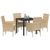 vidaXL Ensemble de salle &agrave; manger pour jardin 5 pcs Beige polyrotin