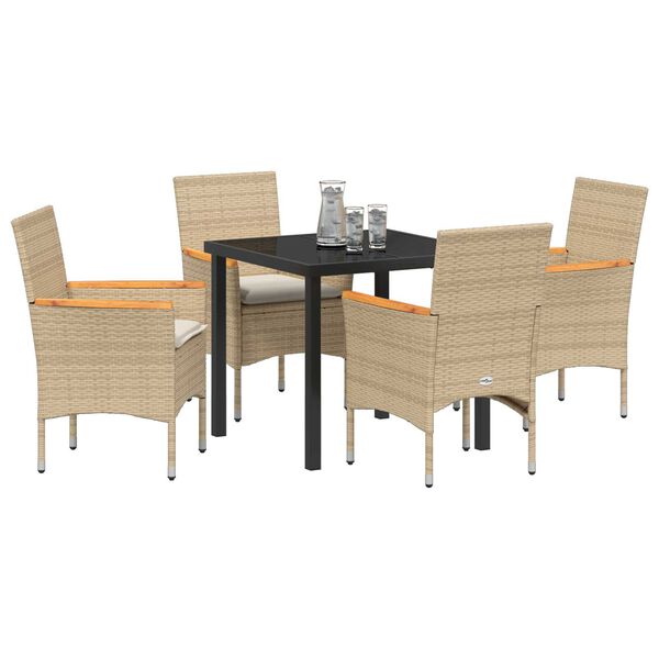 vidaXL Ensemble de salle &agrave; manger pour jardin 5 pcs Beige polyrotin