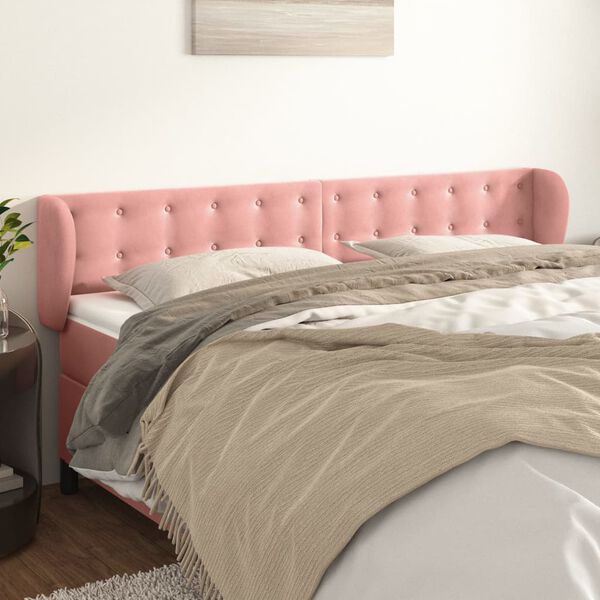 vidaXL T&ecirc;te de lit avec oreilles Rose 203x23x78/88 cm Velours