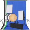 vidaXL Kit de studio 5 toiles de fond color&eacute;es et 2 bo&icirc;tes &agrave; lumi&egrave;re