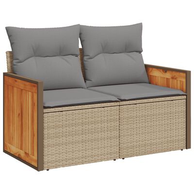 vidaXL Salon de jardin avec coussins 6 pcs beige résine tressée