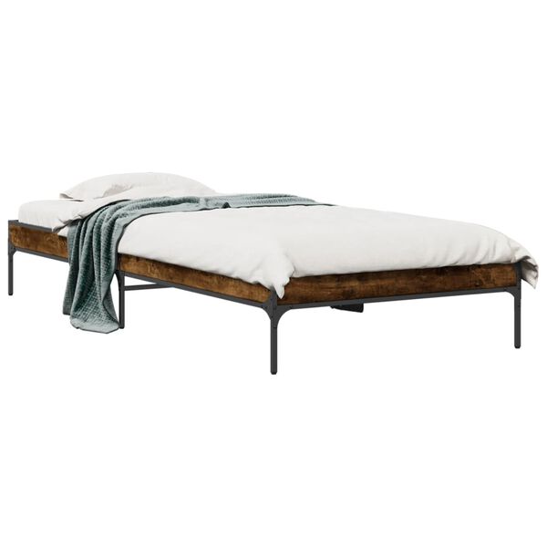 vidaXL Cadre de lit sans matelas ch&ecirc;ne fum&eacute; 90x190 cm