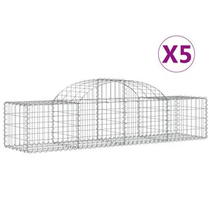 vidaXL Paniers &agrave; gabions arqu&eacute;s 5 pcs 200x50x40/60 cm fer galvanis&eacute;