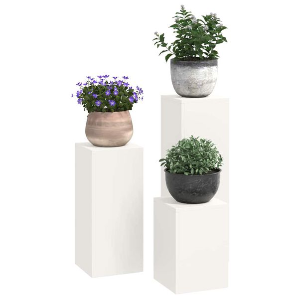 vidaXL Support de Plante 3 pcs Blanc Acier