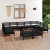 vidaXL Salon de jardin 11 pcs Noir Bois de pin massif