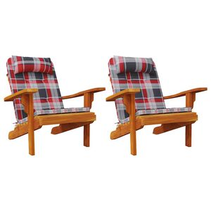 vidaXL Coussins de chaise 2 pcs Vichy Rouge 58 x 77 x 4,5 cm