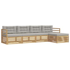 vidaXL Ensemble de canap&eacute;s d'ext&eacute;rieur 5 pcs Blanc et gris clair