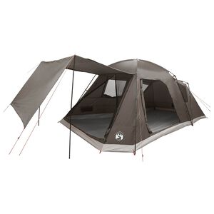 vidaXL Tente Cabane Marron gris 12-Personnes Polyester et Acier