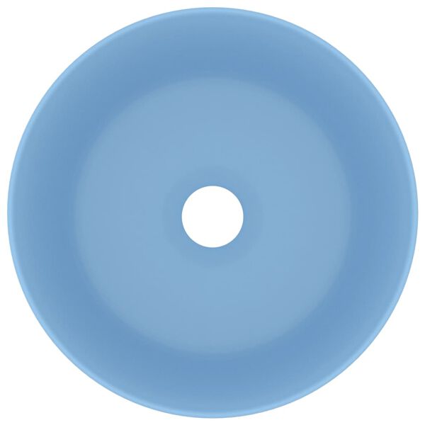 vidaXL Lavabo rond de luxe Bleu clair mat 40x15 cm C&eacute;ramique