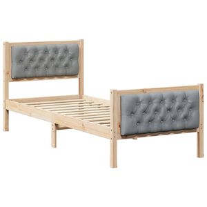 vidaXL Cadre de lit avec t&ecirc;te de lit Gris clair 75 x 190 cm Pin massif