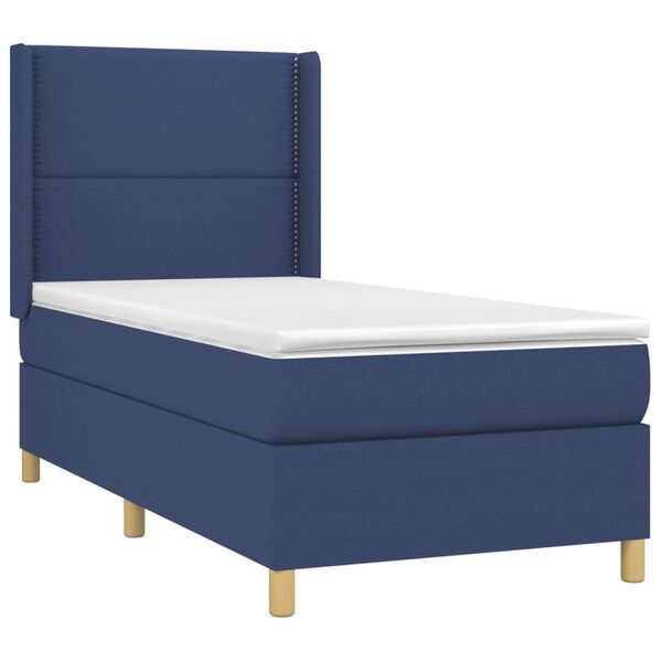 vidaXL Sommier &agrave; lattes de lit matelas et LED Bleu 80x200cm Tissu