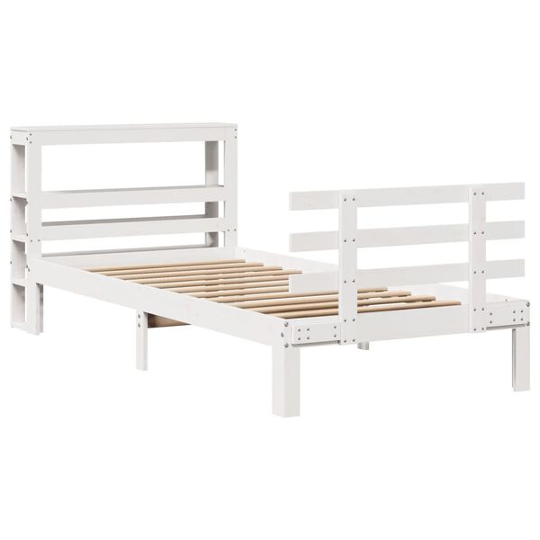 vidaXL Cadre de lit avec tête de lit sans matelas blanc 75x190 cm