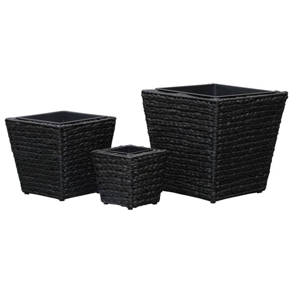 vidaXL Lits sur&eacute;lev&eacute;s 3 pcs Jacinthe d'eau Noir